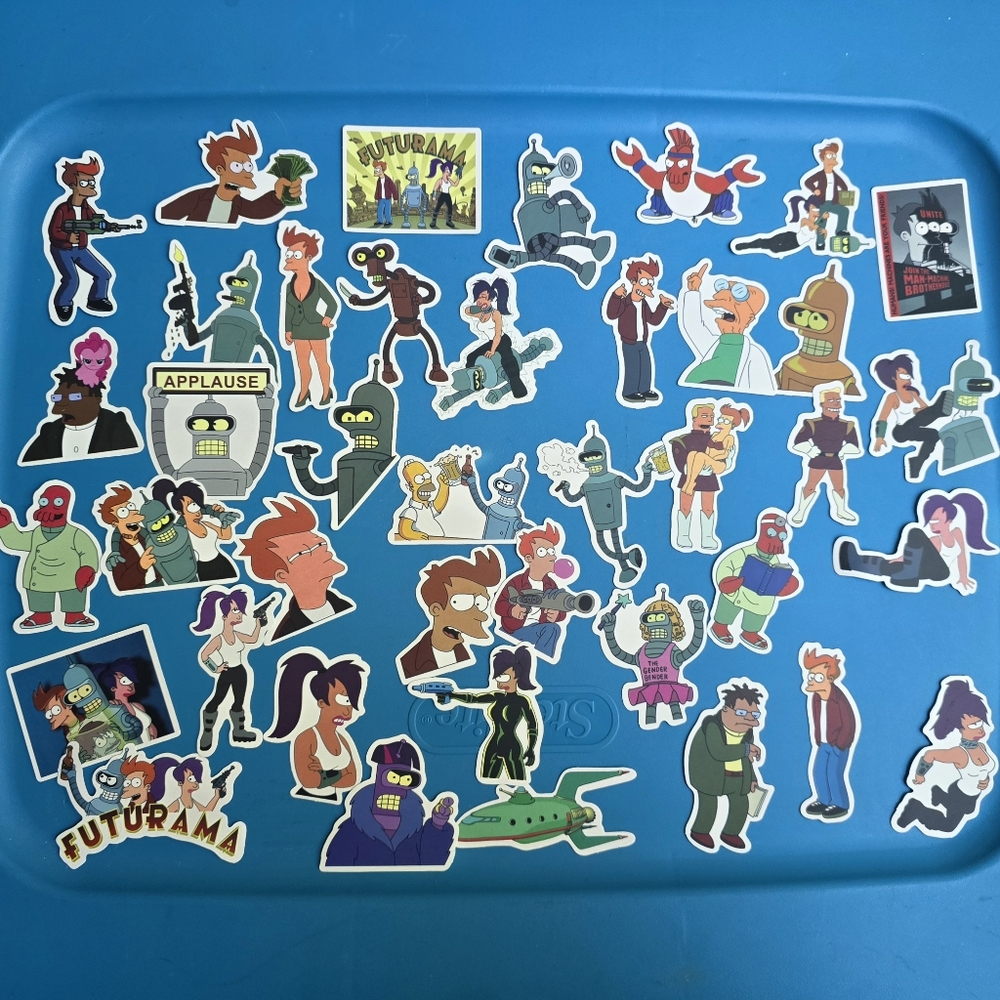 40 Futurama Water Bottle Sticker Bundle Lot